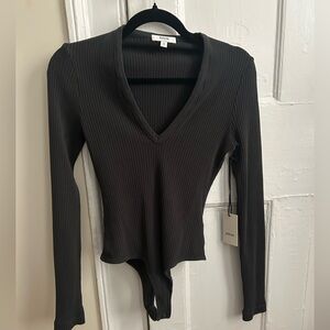 Agolde Black Ribbed Long Sleeve Top